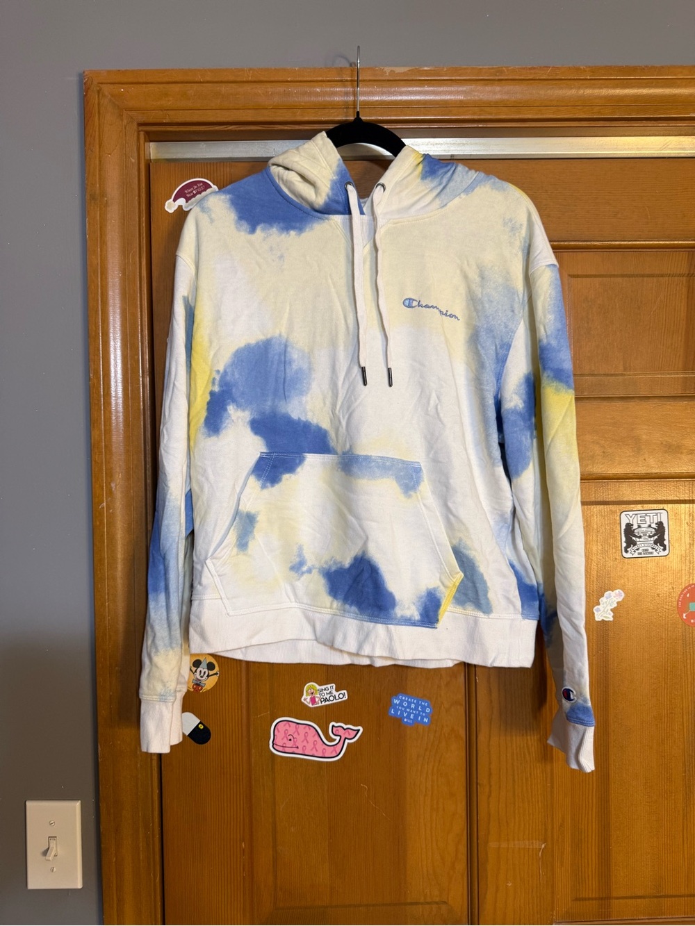 Champion White, Blue & Yellow Tie-Dye Zip Hoodie